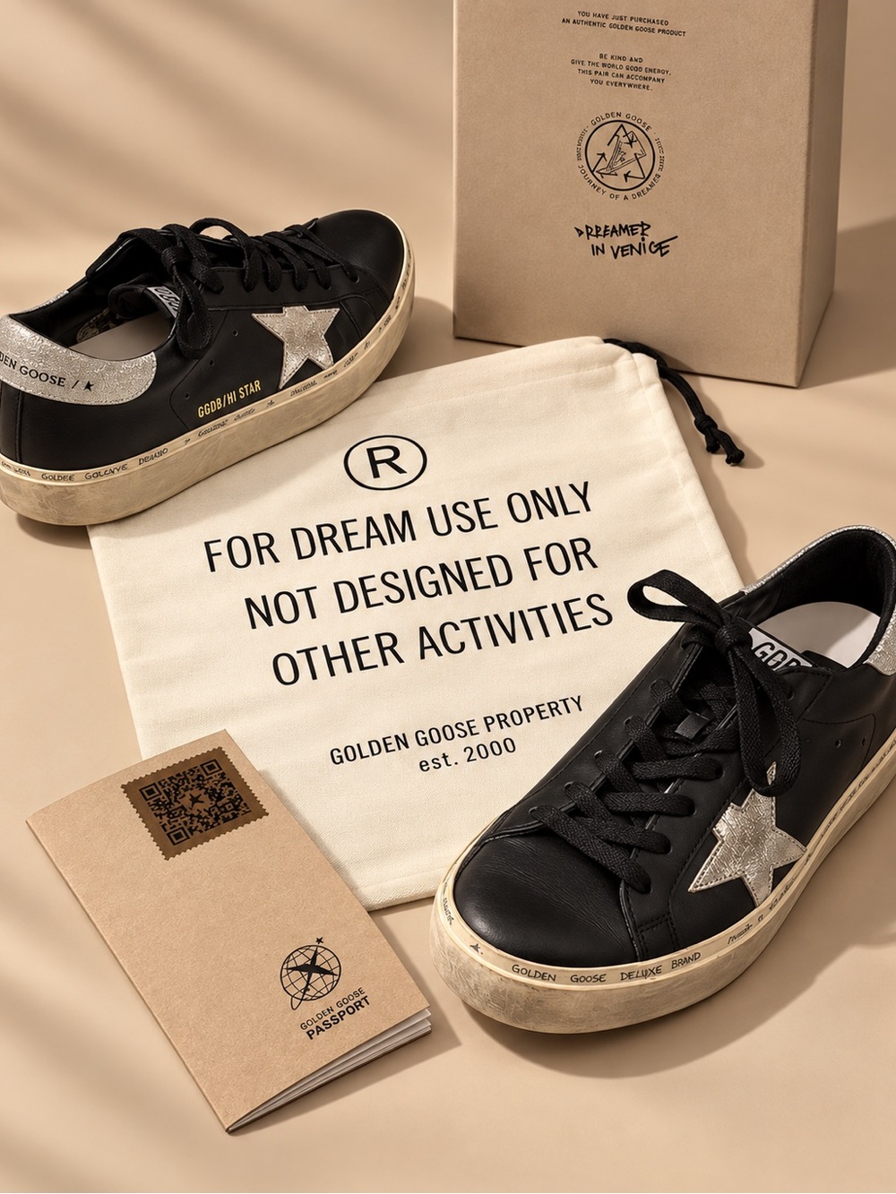 Golden Goose Hi Star Classic Black Silver Leather Sneakers Women’s Size 38